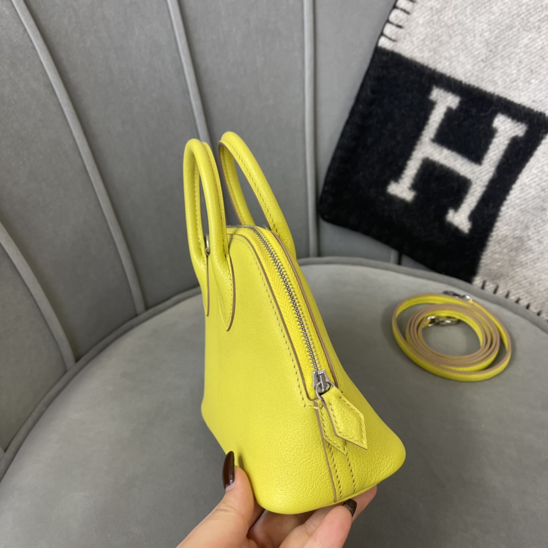 에르메스 미니 볼리드백 레몬 옐로우 은장 염소가죽